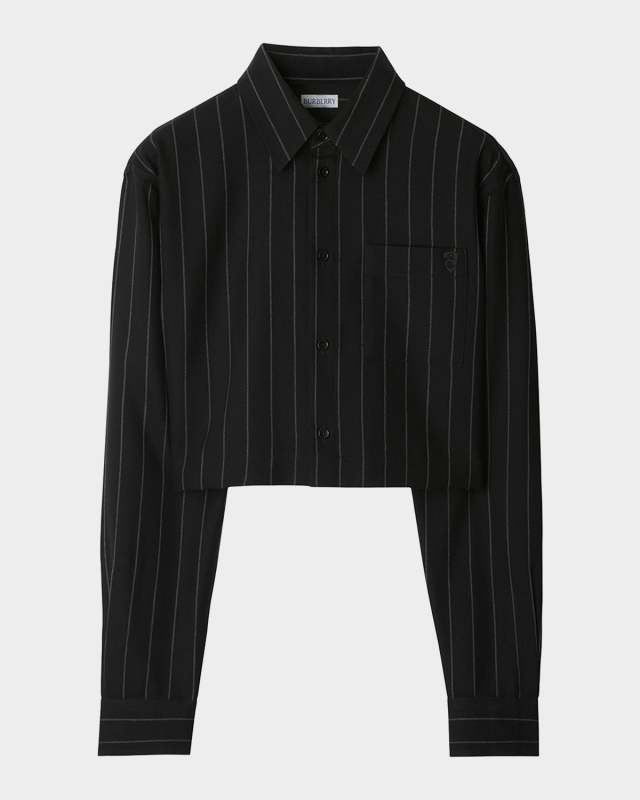 Pinstripe Cropped Wool Blouse
